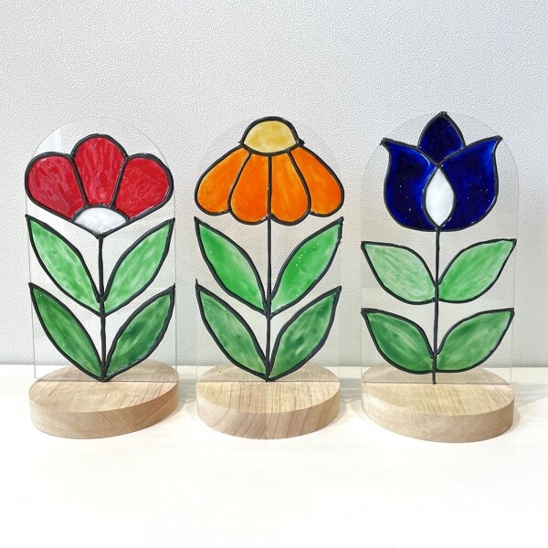 하비코,하비코 글라스 데코 LED 꽃 무드등 5인용 3종 택1 DIY 스테인드 글라스 색그림자 놀이