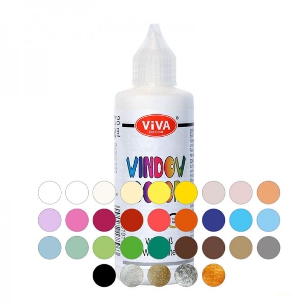 비바 글라스 데코 스티커 펜 90ml 36색 Viva Window Color
