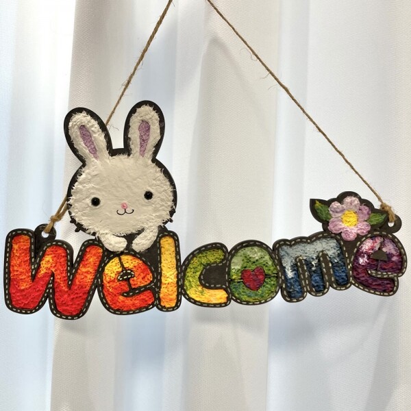 하비코,하비코 펄프클레이로 만드는 웰컴 토끼 우드걸이 DIY 패키지 키트 집콕 홈콕 방학 미술 놀이